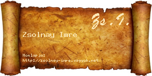 Zsolnay Imre névjegykártya